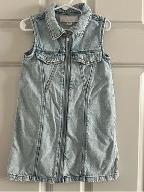 Zara Light Denim Zip-Front Kids Dress